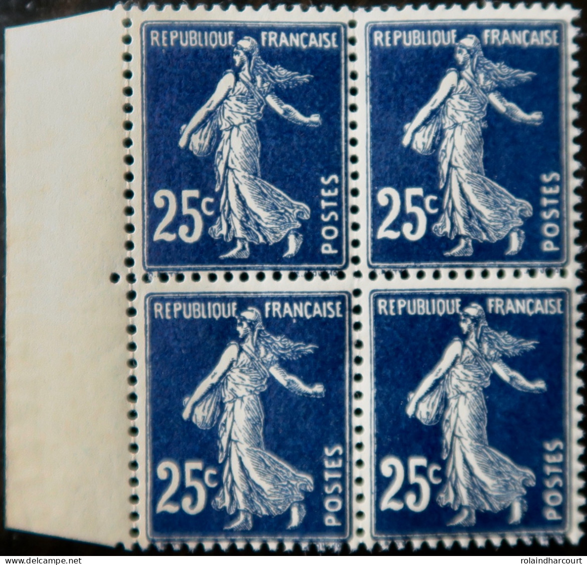 R1118(2)/306 - 1907 - TYPE SEMEUSE CAMEE - N°140b (IA) Bleu Noir BLOC NEUF** BdF - Neufs