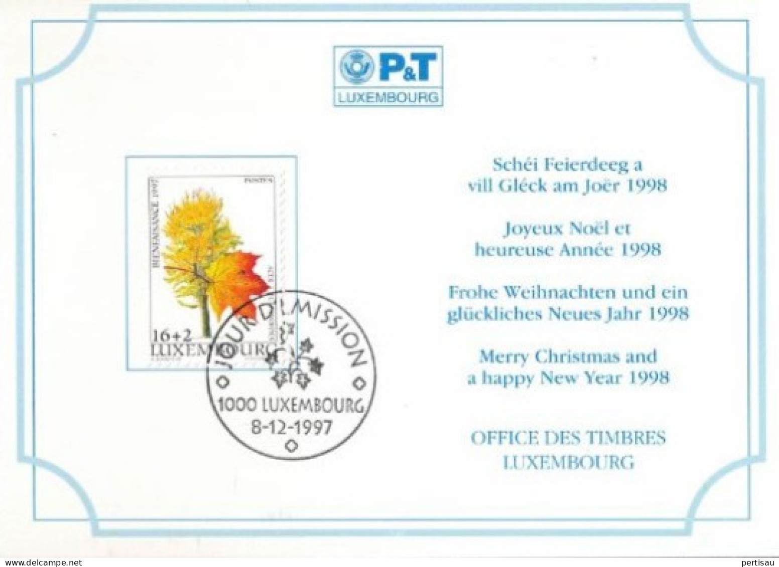 Wenskaart Joyeux Noel Et Heureuse Annee 1998 Speciale Afstempeling 1997 - Tarjetas Conmemorativas