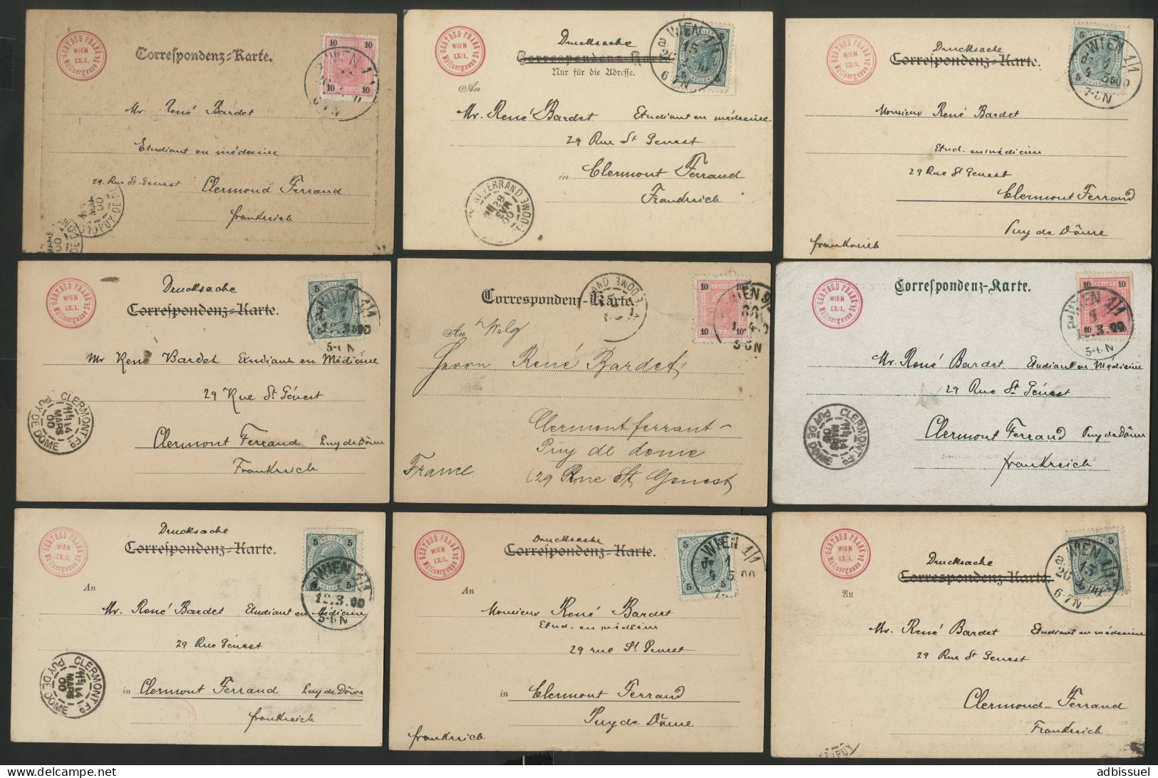 10 Cartes De WIEN VIENNE Différentes Pour La France En 1900. Voir Description Détaillée - Autres & Non Classés