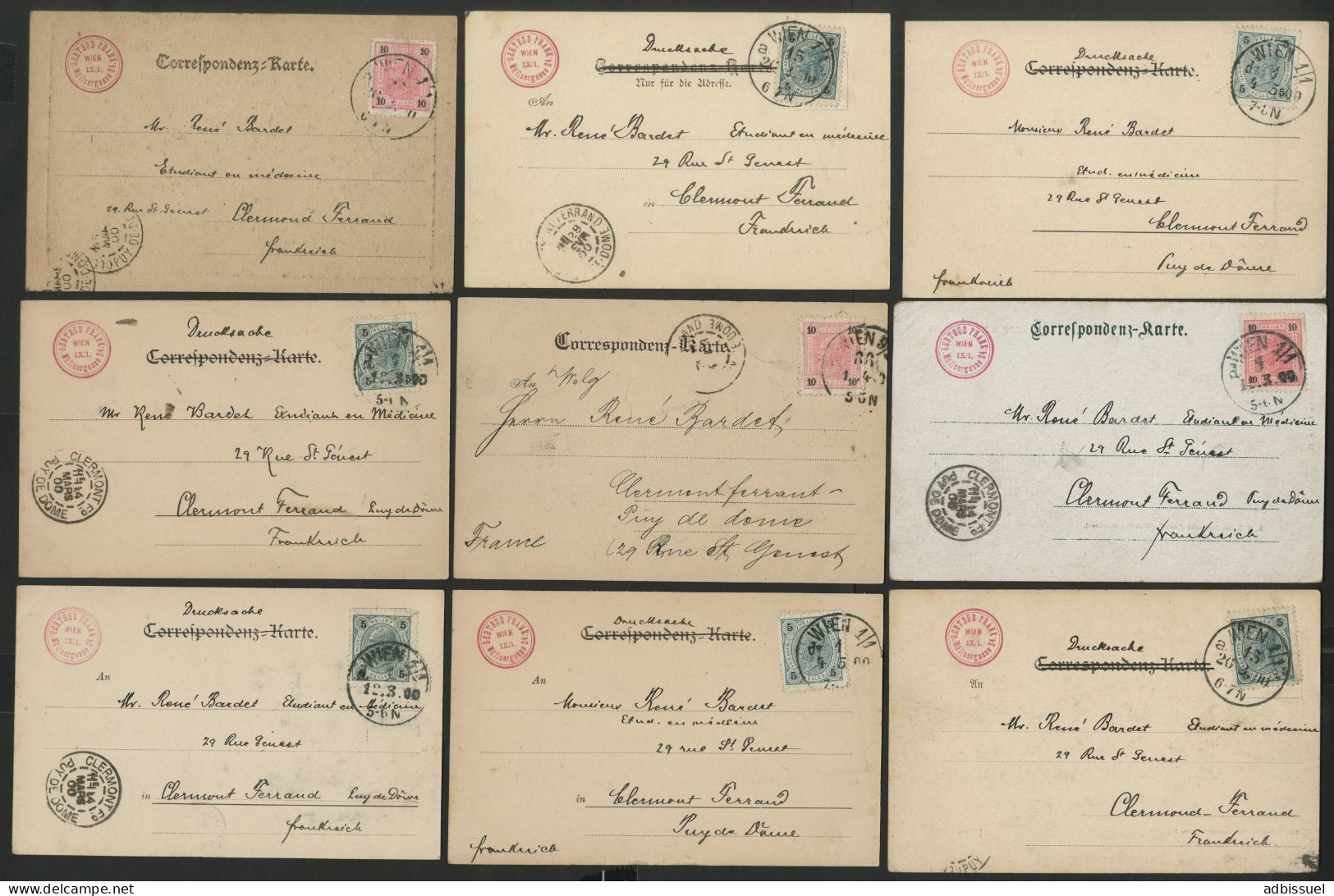 10 Cartes De WIEN VIENNE Différentes Pour La France En 1900. Voir Description Détaillée - Other & Unclassified