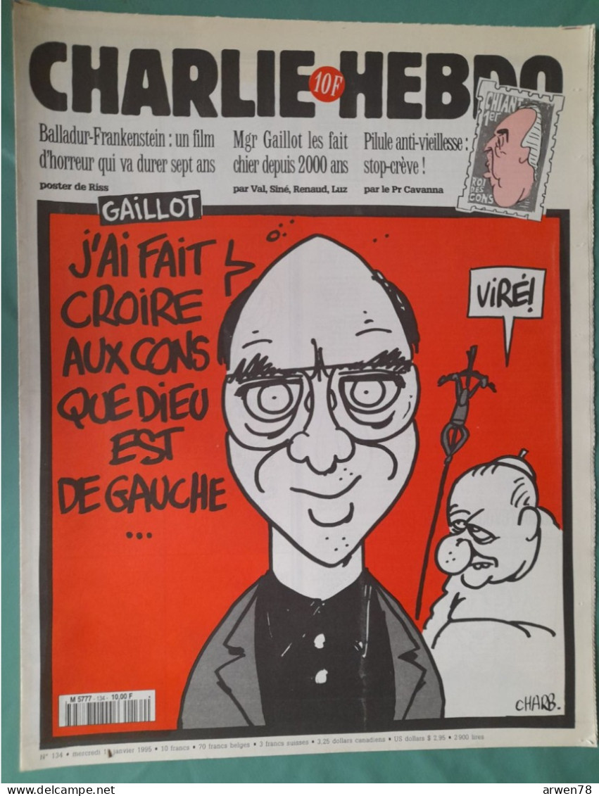 CHARLIE HEBDO 1995 N° 134 RELIGION LE PAPE ET Mgr GAILLOT DIEU EST DE GAUCHE - Humor