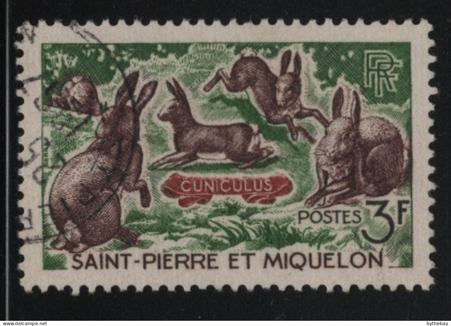 St Pierre Et Miquelon 1964 Used Sc 370 3fr Rabbits - Used Stamps