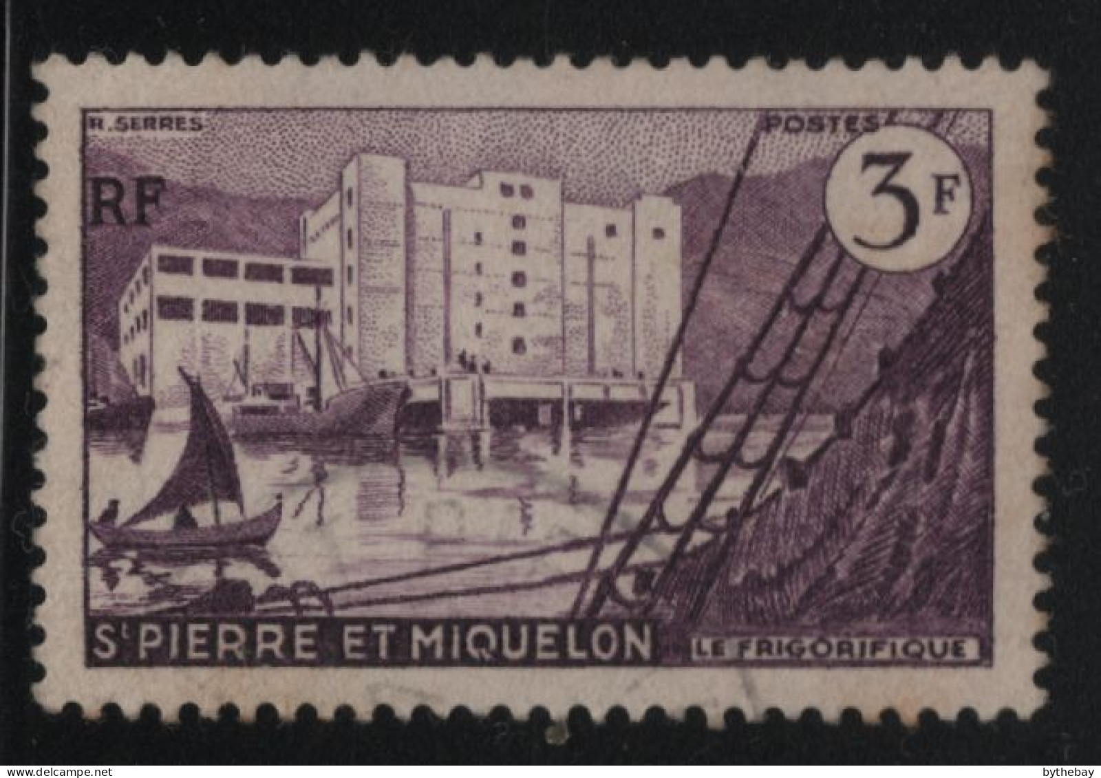 St Pierre Et Miquelon 1955-56 Used Sc 348 3fr Fish Freezing Plant - Used Stamps