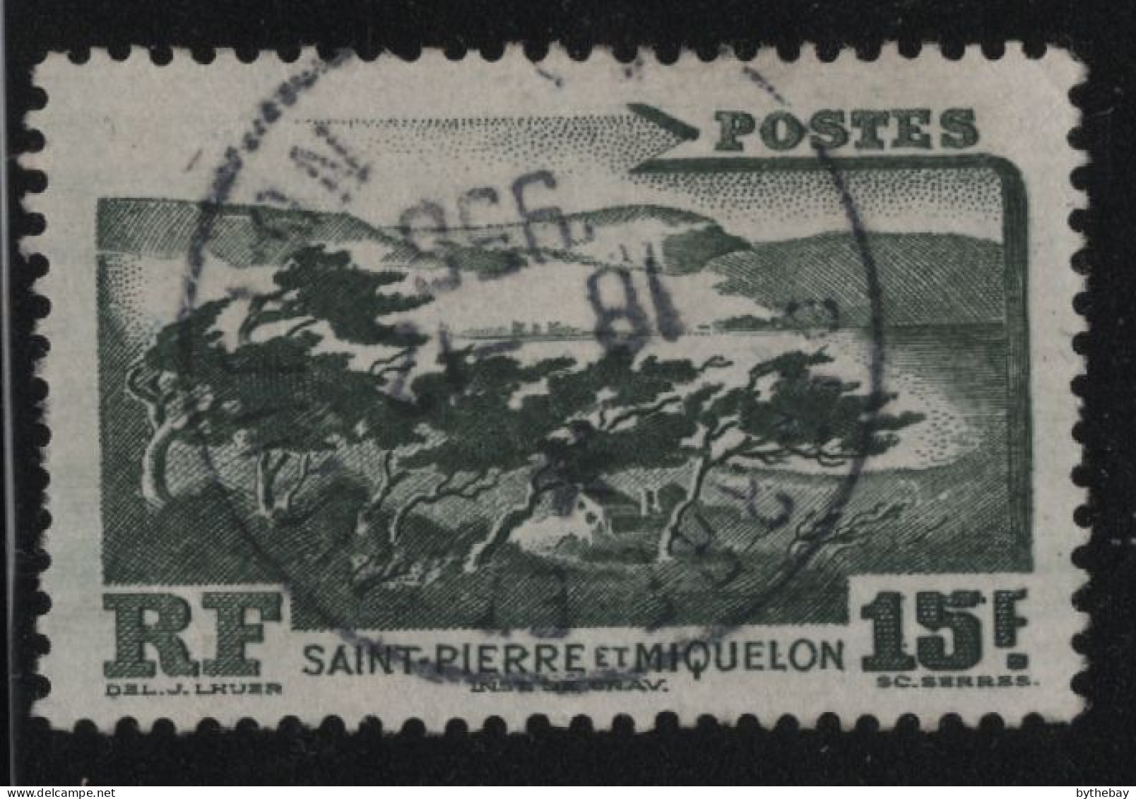 St Pierre Et Miquelon 1947 Used Sc 340 15fr Storm-swept Coast - Gebraucht