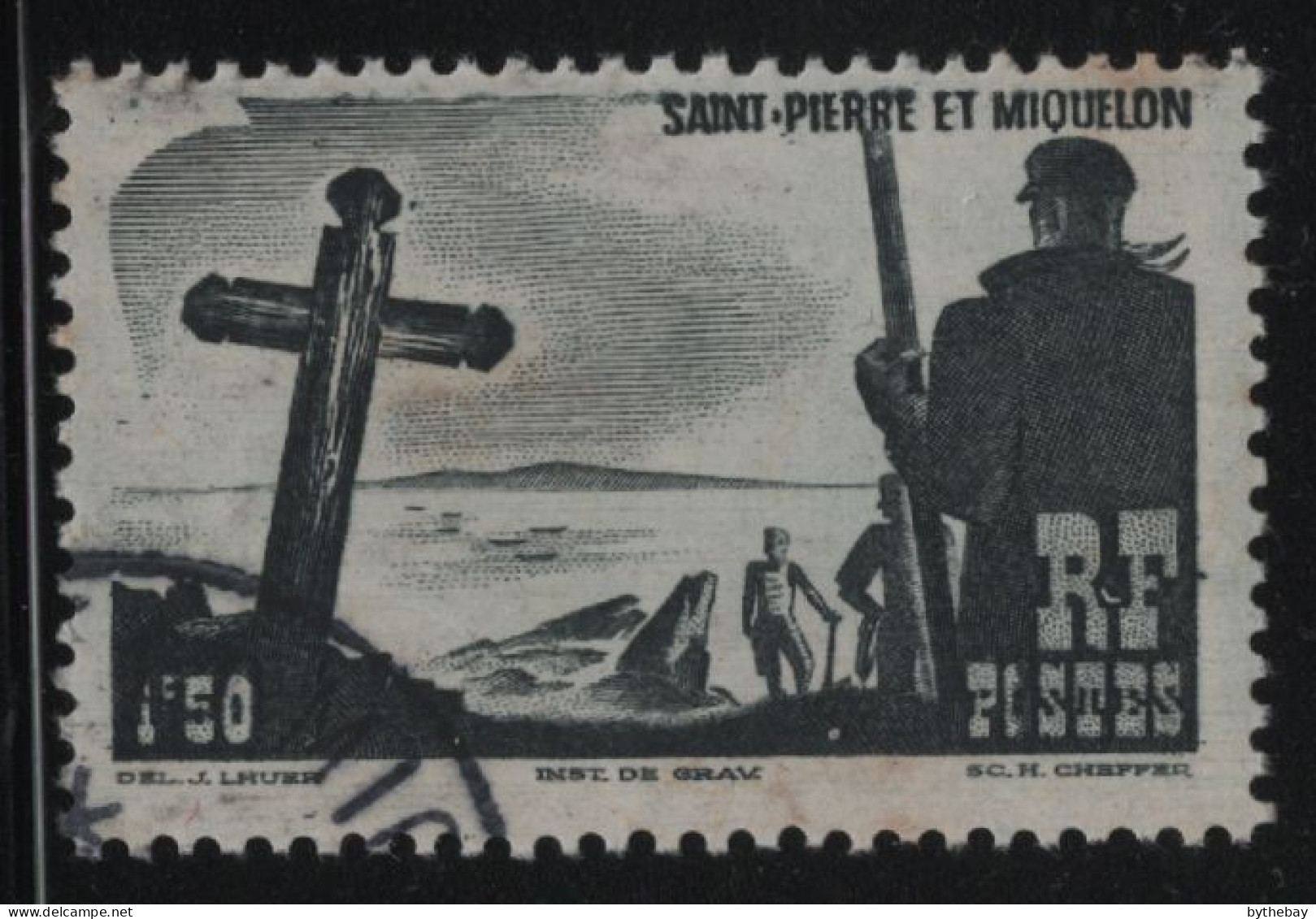 St Pierre Et Miquelon 1947 Used Sc 332 1.50fr Fishermen - Usati