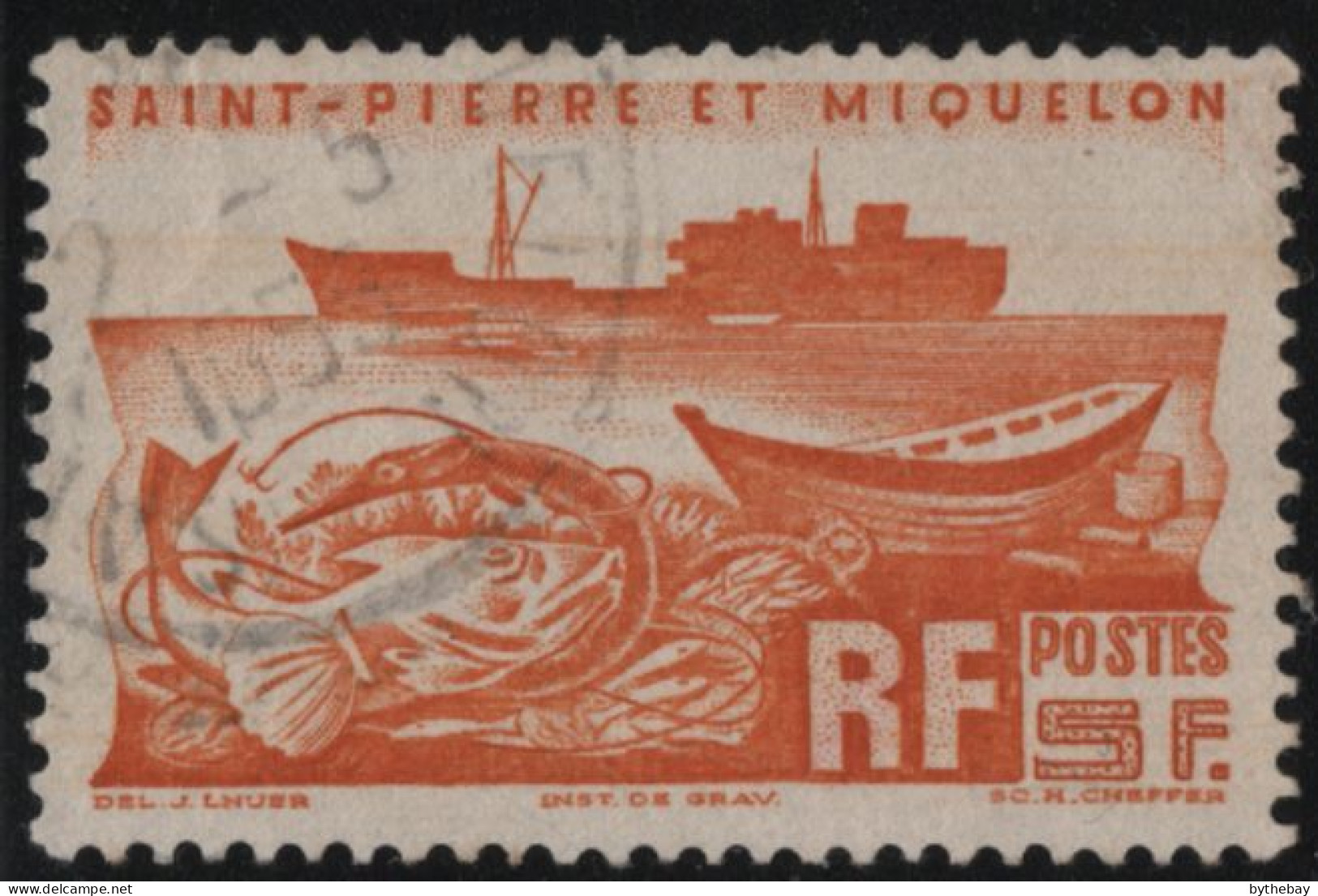 St Pierre Et Miquelon 1947 Used Sc 337 5fr Fishing Boat, Dinghy - Usati