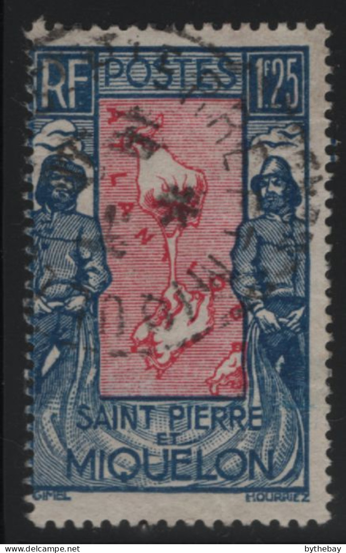 St Pierre Et Miquelon 1932-33 Used Sc 152 1.25fr Map, Fisherman - Gebraucht