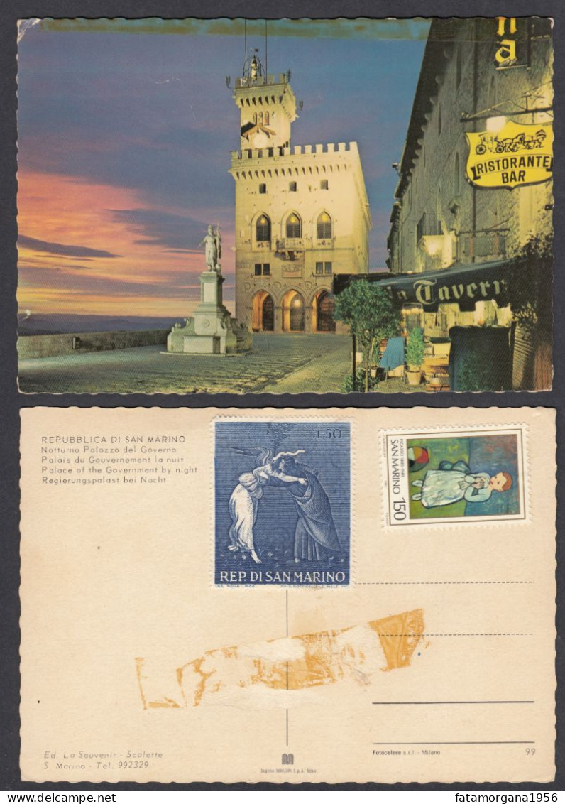 SAN MARINO - Cartolina NON VIAGGIATA Con Applicati Yvert 725 E 1037 Non Obliterati, Seconda Scelta. - San Marino
