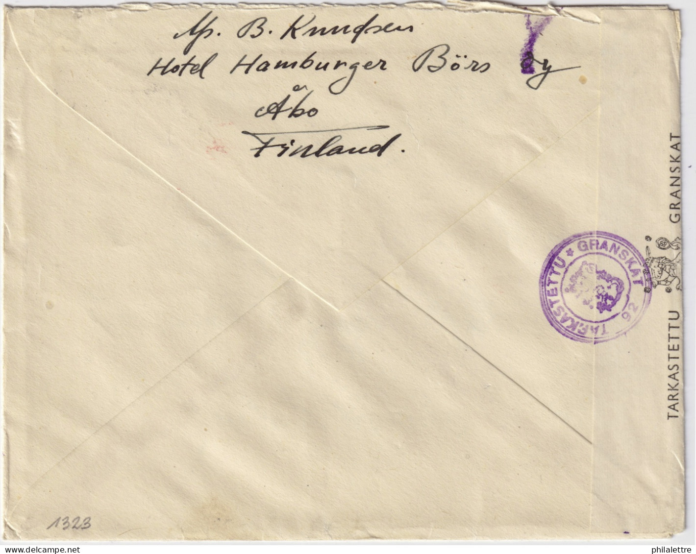 FINLAND - 1944 - Facit F180 & F159 On Censored Air Mail Cover From LITTOINEN To Stockholm, Sweden - Covers & Documents