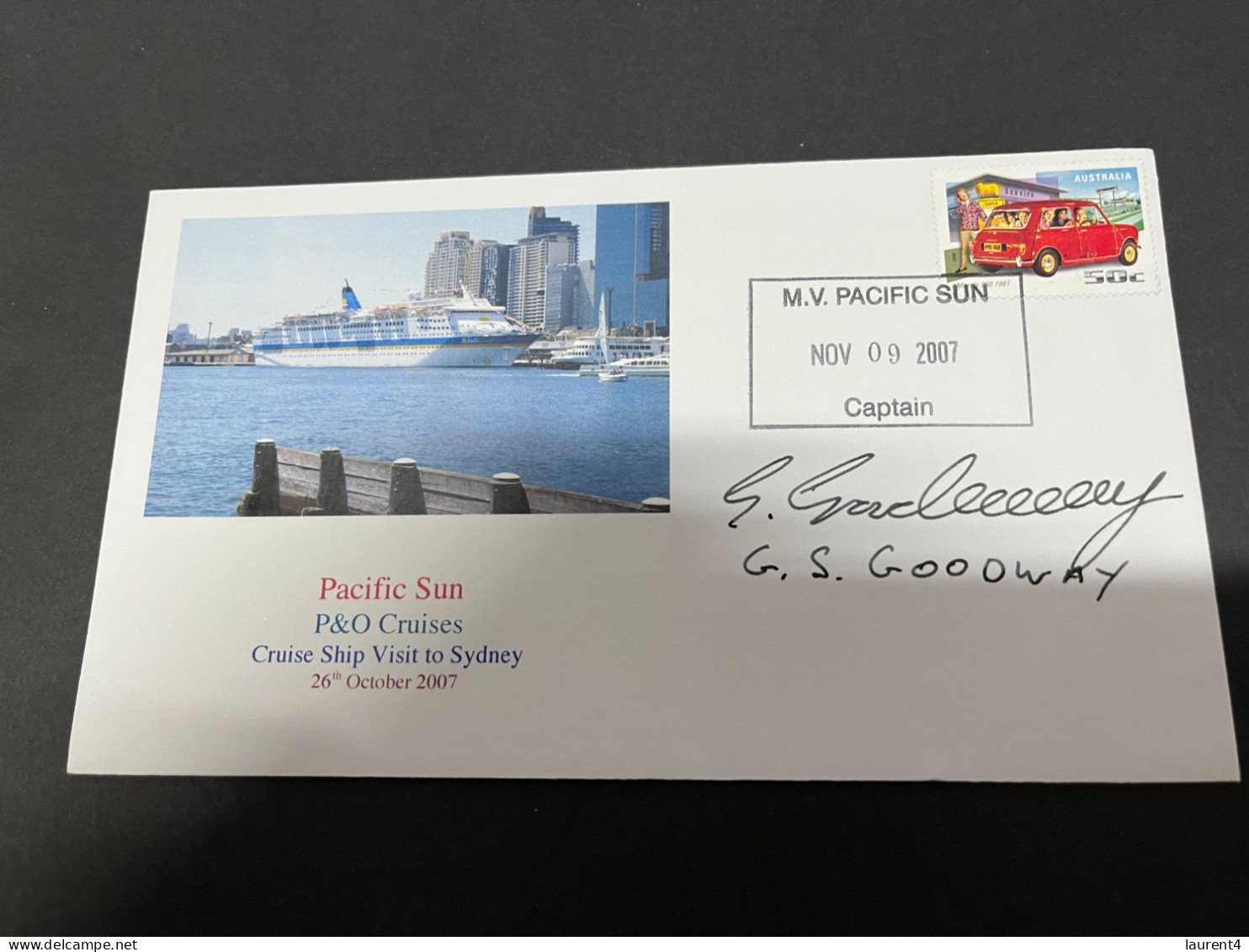 14-7-2023 (2 S 9) Cruise Ship Cover - DPacific Sun (signed By Captain) (2007) - 8 Of 11 - Autres (Mer)