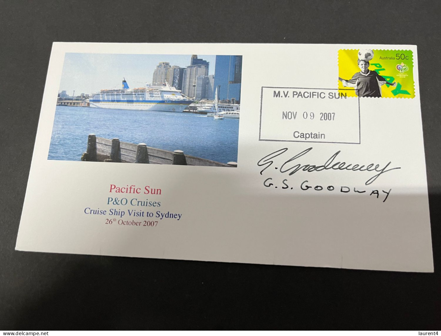 14-7-2023 (2 S 9) Cruise Ship Cover - Pacific Sun (signed By Captain) (2007) - 11 Of 11 - Other (Sea)