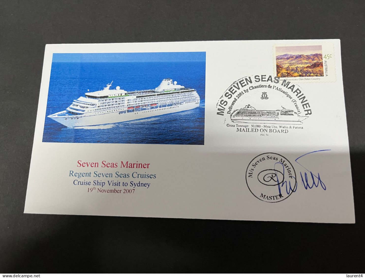 14-7-2023 (2 S 9) Cruise Ship Cover - Seven Seas Mariner (2007) Signed By Captain - 2 Of 10 - Autres (Mer)