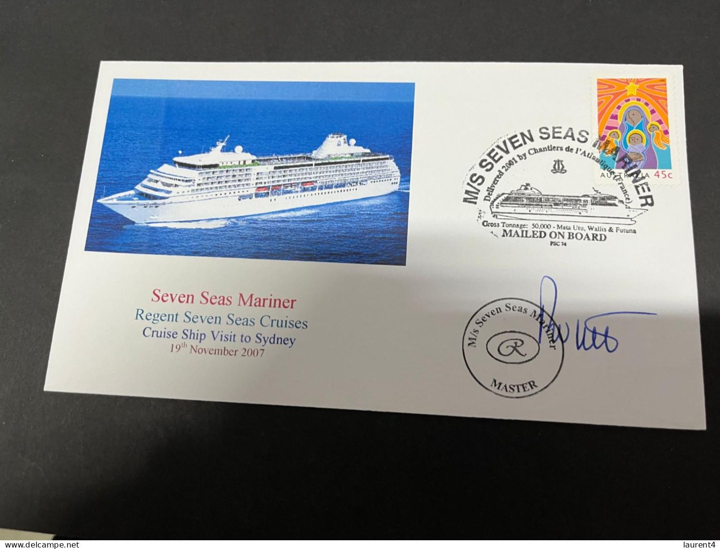 14-7-2023 (2 S 9) Cruise Ship Cover - Seven Seas Mariner (2007) Signed By Captain - 4 Of 10 - Autres (Mer)