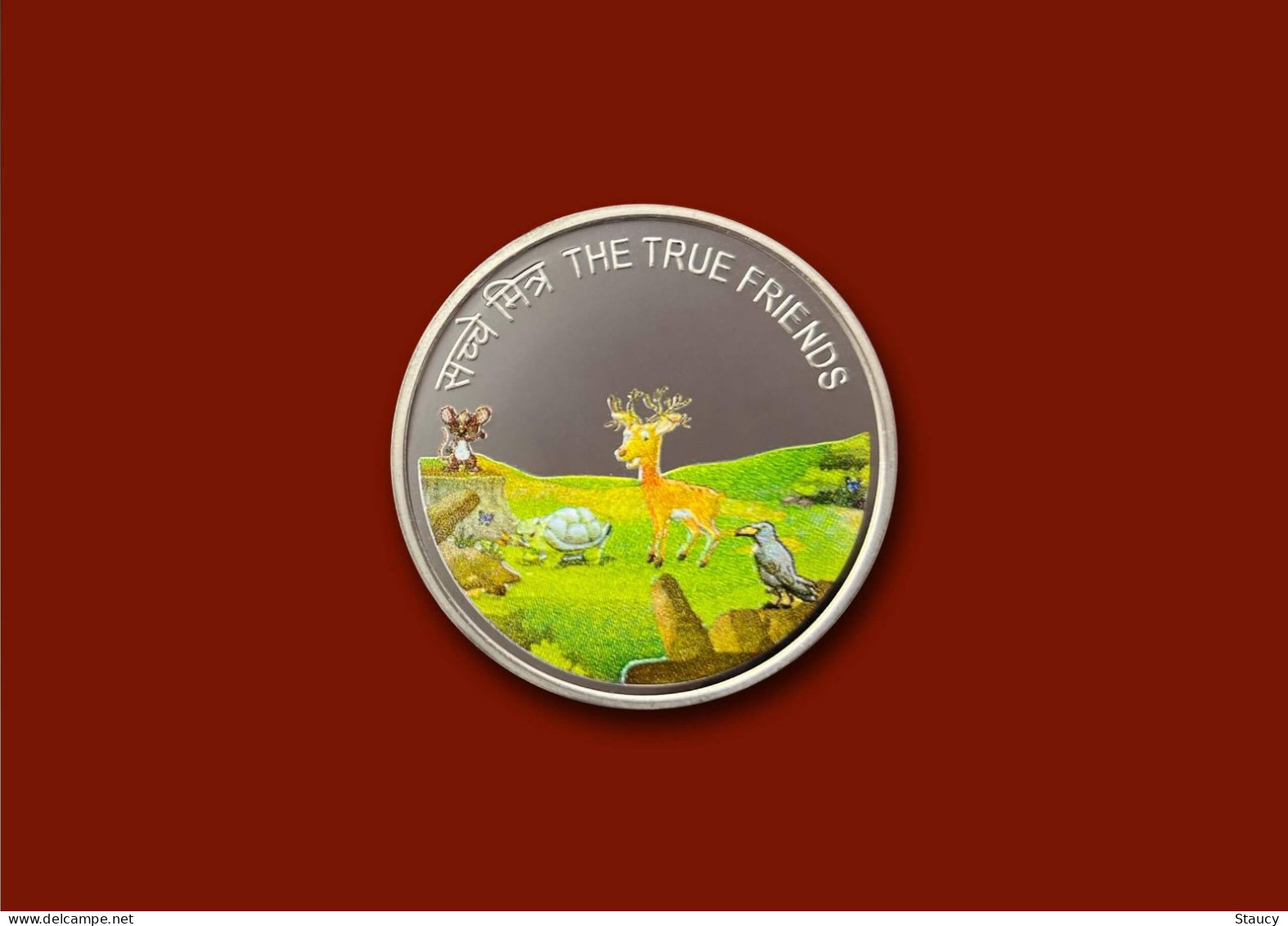 INDIA 2022 Panchatantra Colour Souvenir Coin On Deer “The True Friends” Folder Packing UNC As Per Scan - Ficción & Especímenes