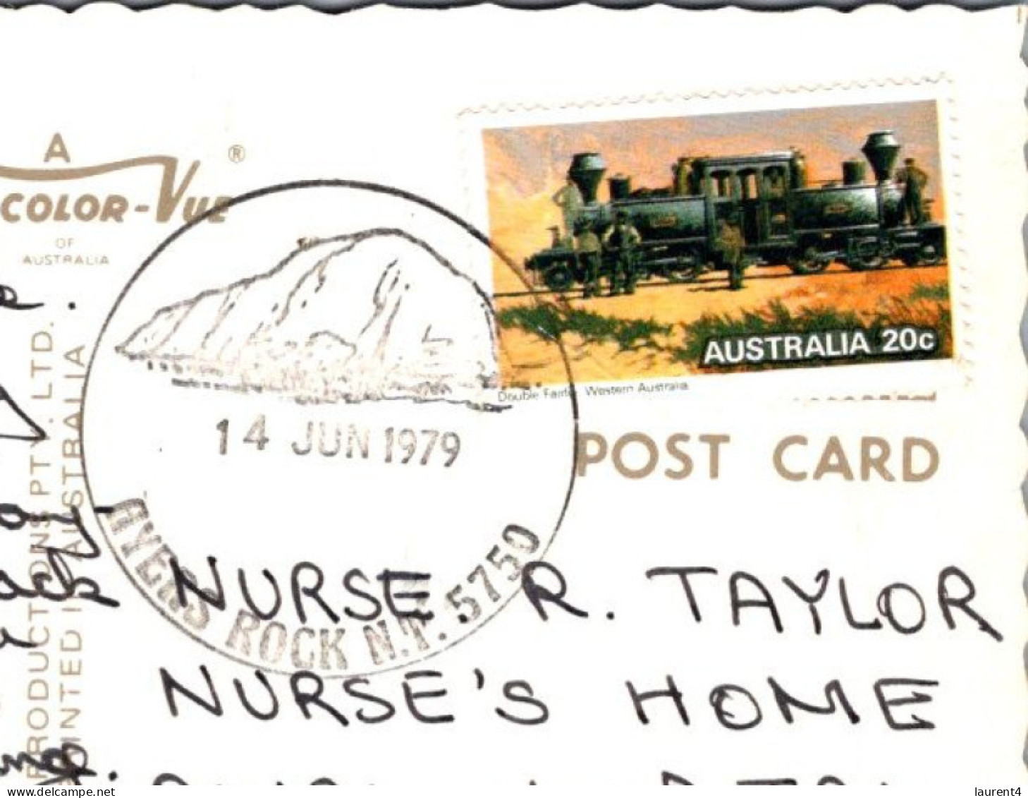 14-7-2023 (2 S 10) Australia - NT - Ayers Rock / Uluru (posted With Train Stamp 1979) + Special Postmark - Uluru & The Olgas