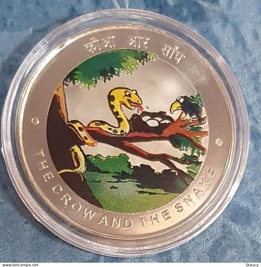 INDIA 2022 PANCHATANTRA SOUVENIR COIN (SNAKE & CROW) “The Crow And The Snake” UNC As Per Scan - Pics & Grimpeurs