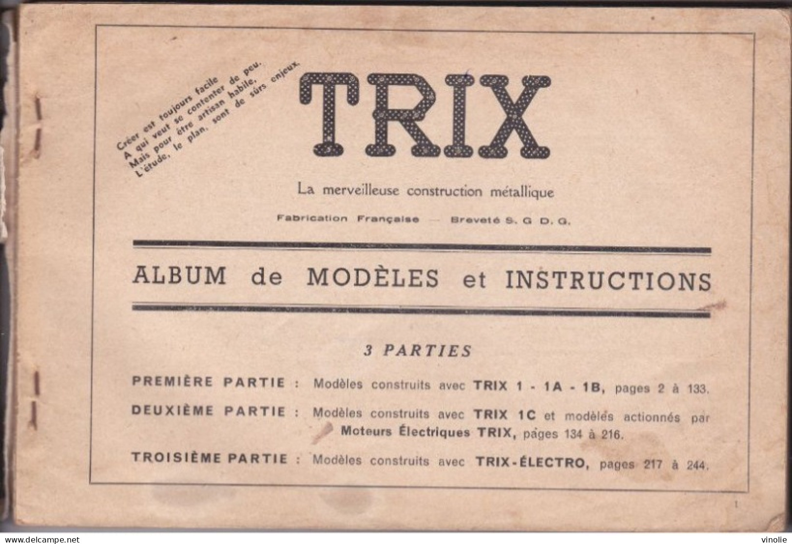 PIE-T-GF-BRA-23-814 : CATALOGUE  DU JEU DE CONSTRUCTION TRIX. RICHEMENT ILLUSTRE. 258 PAGES. AVION LOCOMOBILE AUTOMOBILE - Other & Unclassified