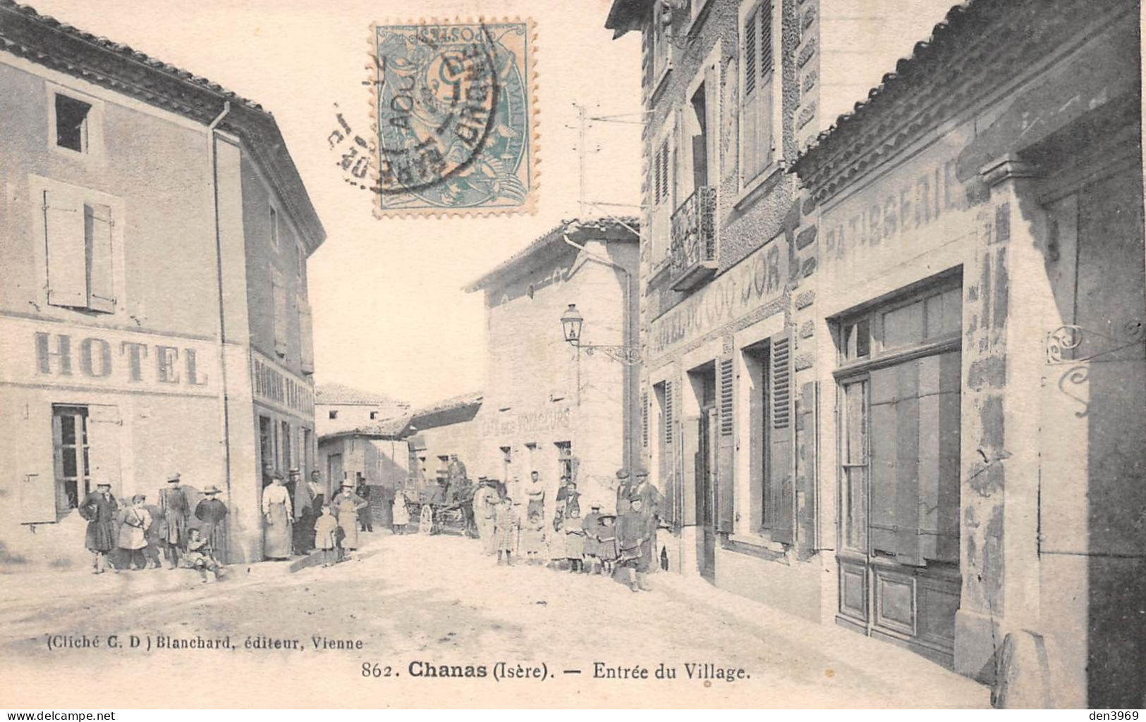 CHANAS (Isère) - Entrée Du Village - Hôtel Du Coq D'Or - Voyagé 190? (2 Scans) - Chanas