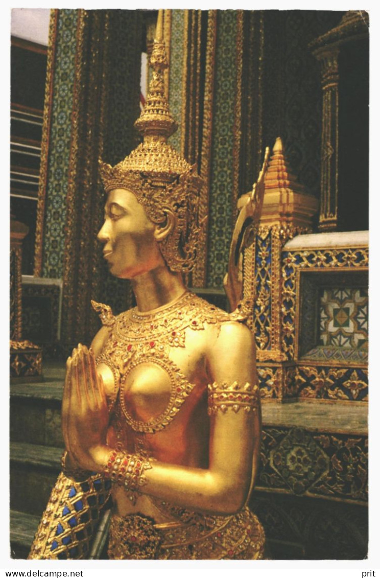 Kinnaree Statue Temple Of The Emerald Buddha Bangkok Thailand 1984 Used Postcard. Publisher Canary Ltd.Part. Siam - Thaïlande