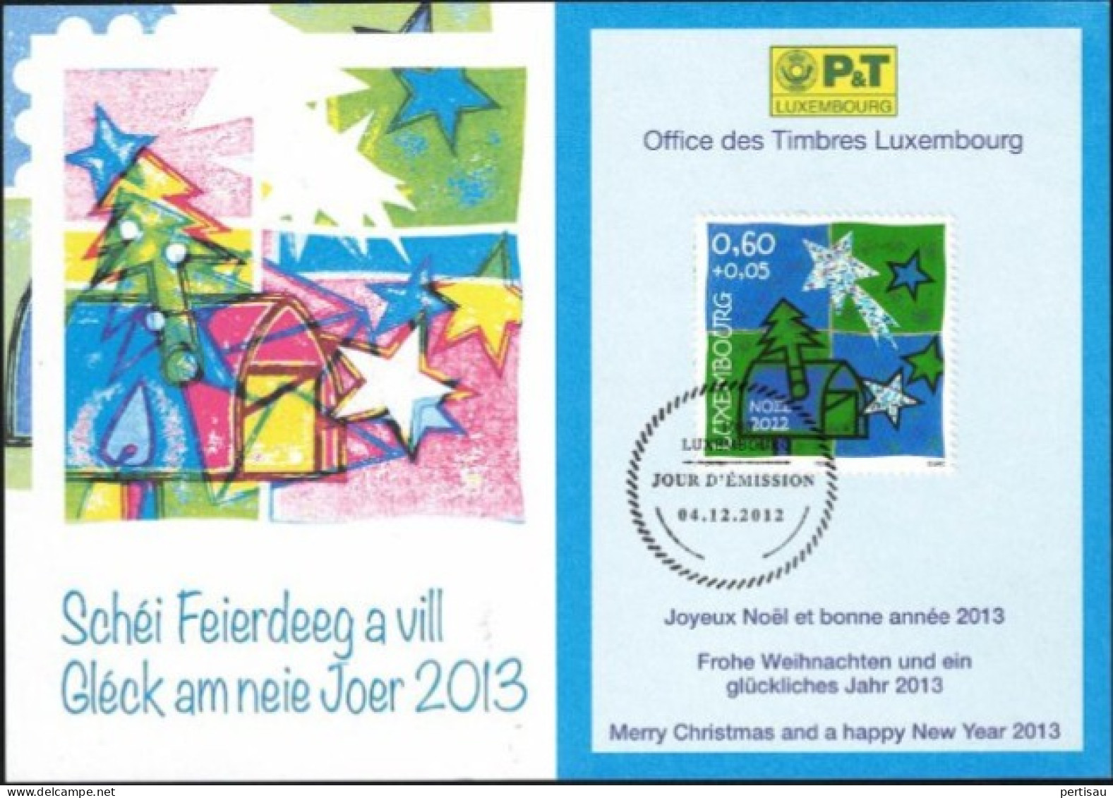 Wenskaart Joyeux Noel Et Bonne Annee 2013 Speciale Afstempeling 2012 - In Gedenken An