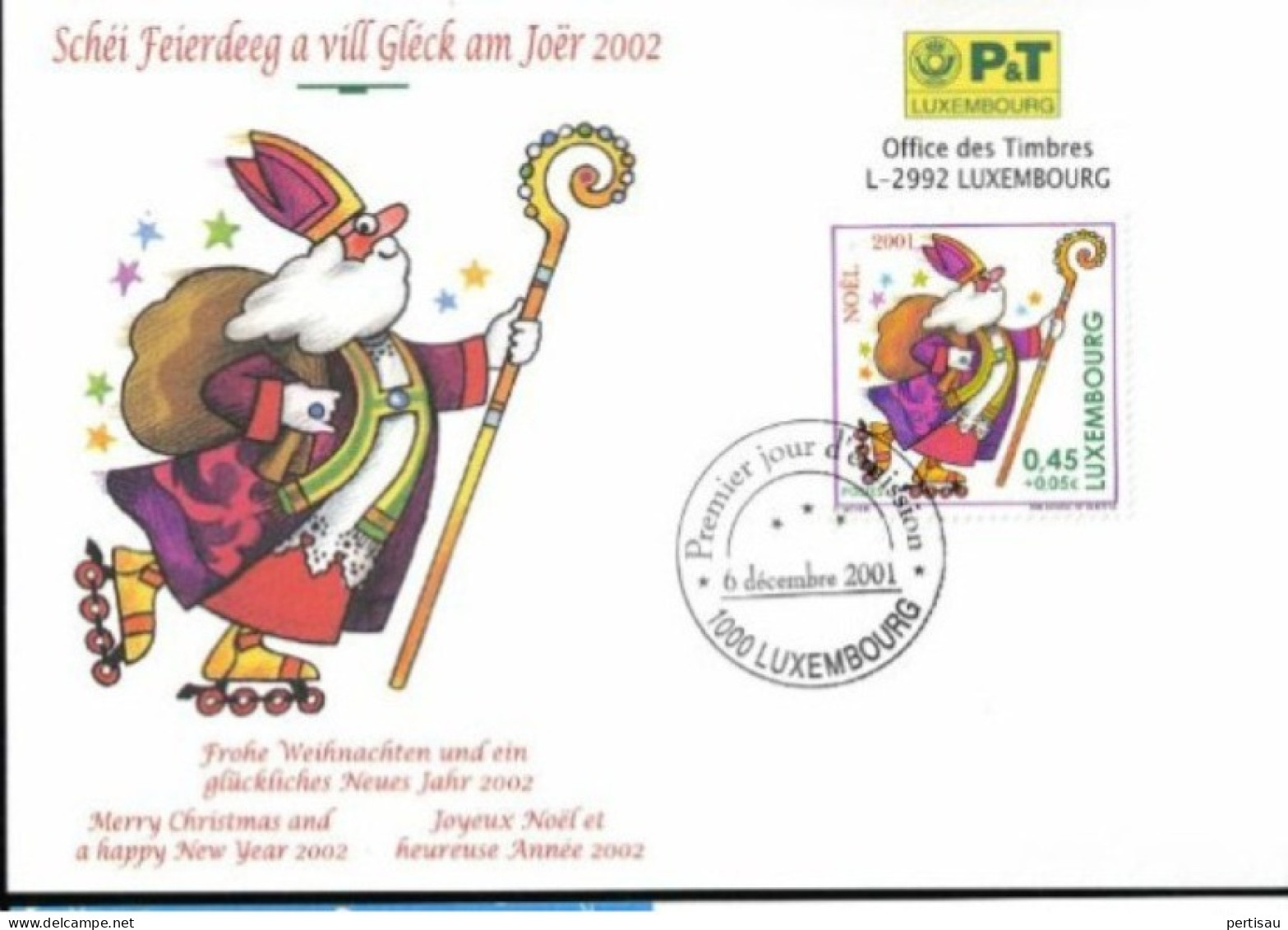 Wenskaart Joyeux Noel Et Bonne Annee 2002 Speciale Afstempeling 2001 - Cartes Commémoratives