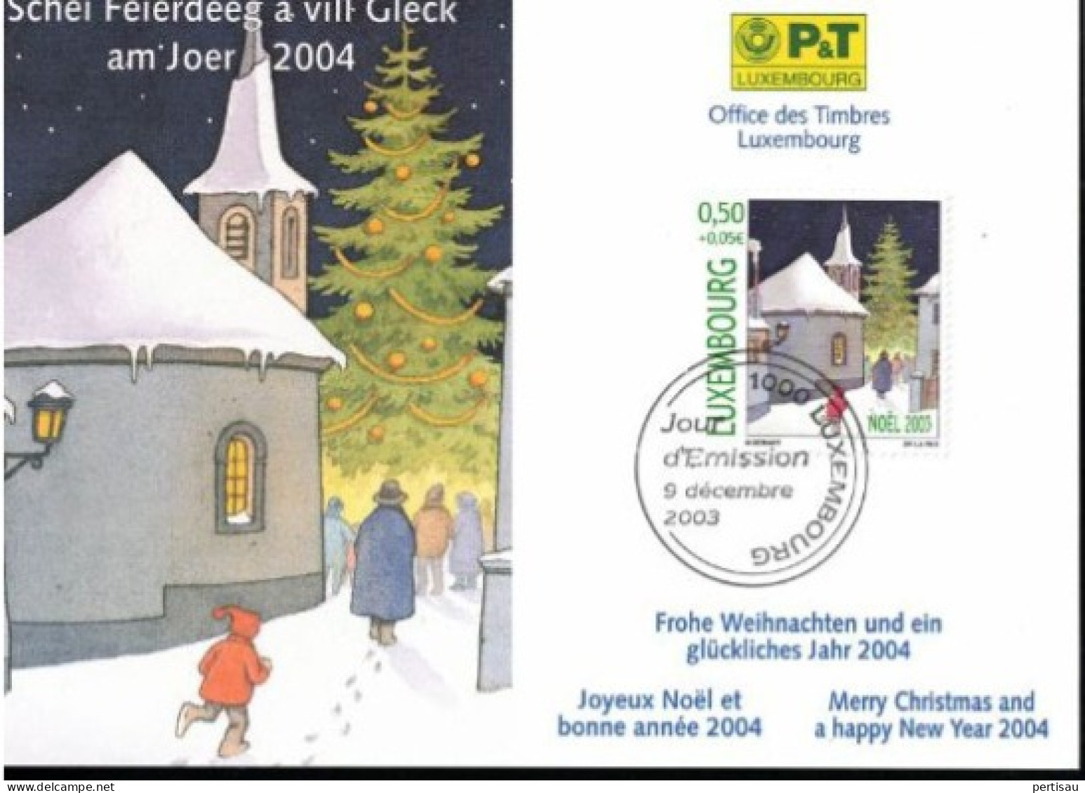 Wenskaart Joyeux Noel Et Bonne Annee 2004 Speciale Afstempeling 2003 - Tarjetas Conmemorativas