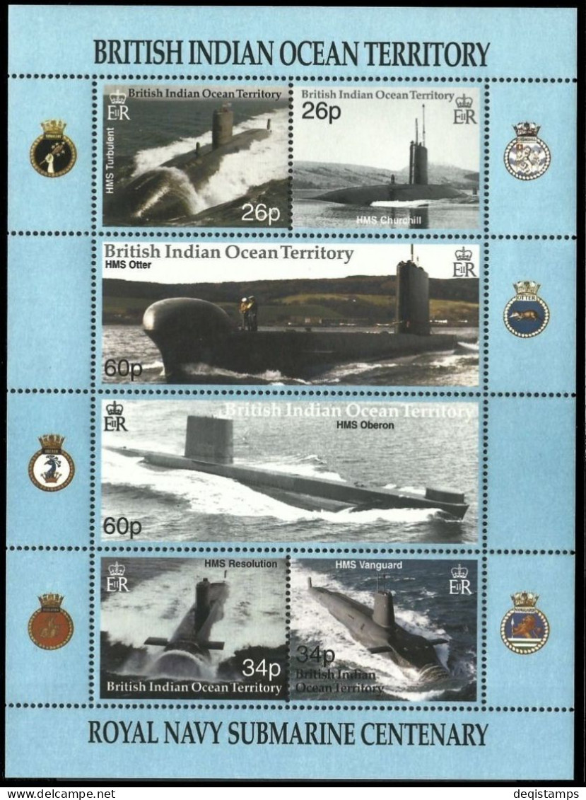 British Indian Ocean 2001  Royal Navy Submarine Service SG247-52  MNH** - Brits Indische Oceaanterritorium