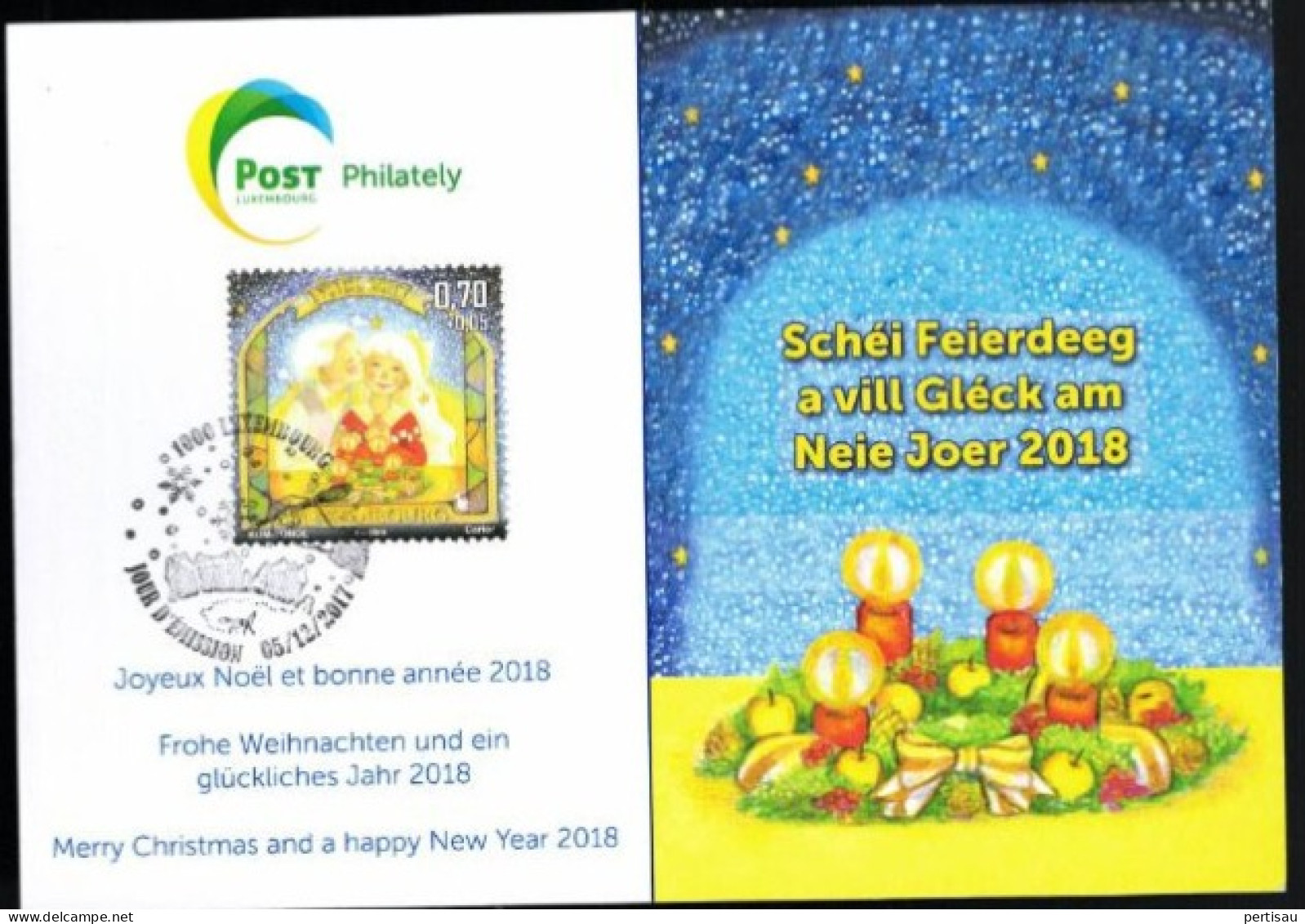 Wenskaart Joyeux Noel Et Bonne Annee 2018 Speciale Afstempeling 2017 - Commemoration Cards