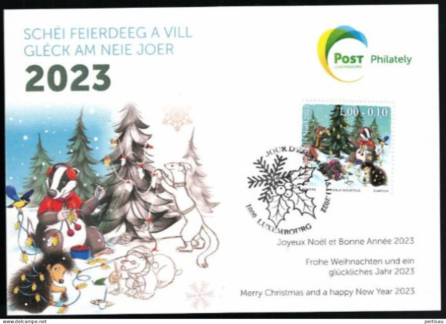 Wenskaart Joyeux Noel Et Bonne Annee 2023 Speciale Afstempeling 2022 - Herdenkingskaarten