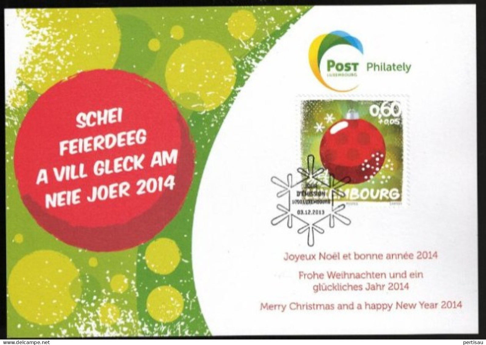 Wenskaart Joyeux Noel Et Bonne Annee 2014 Speciale Afstempeling 2013 - Cartes Commémoratives