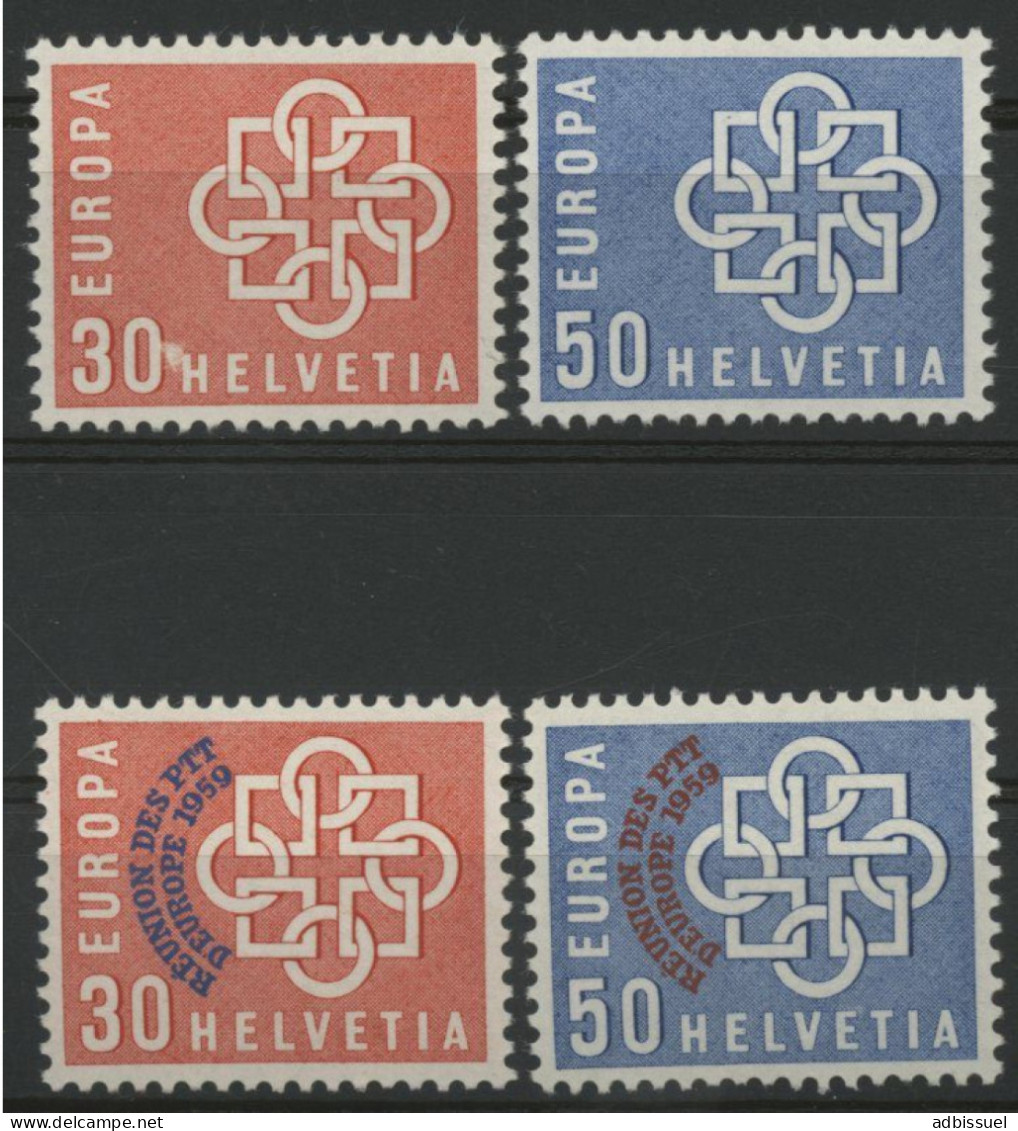 SUISSE EUROPA 1959 Y&T N° 630 à 633 (Zumstein N° 347 + 350) COTE 37.5 € NEUFS ** (MNH). Qualité TB - Unused Stamps