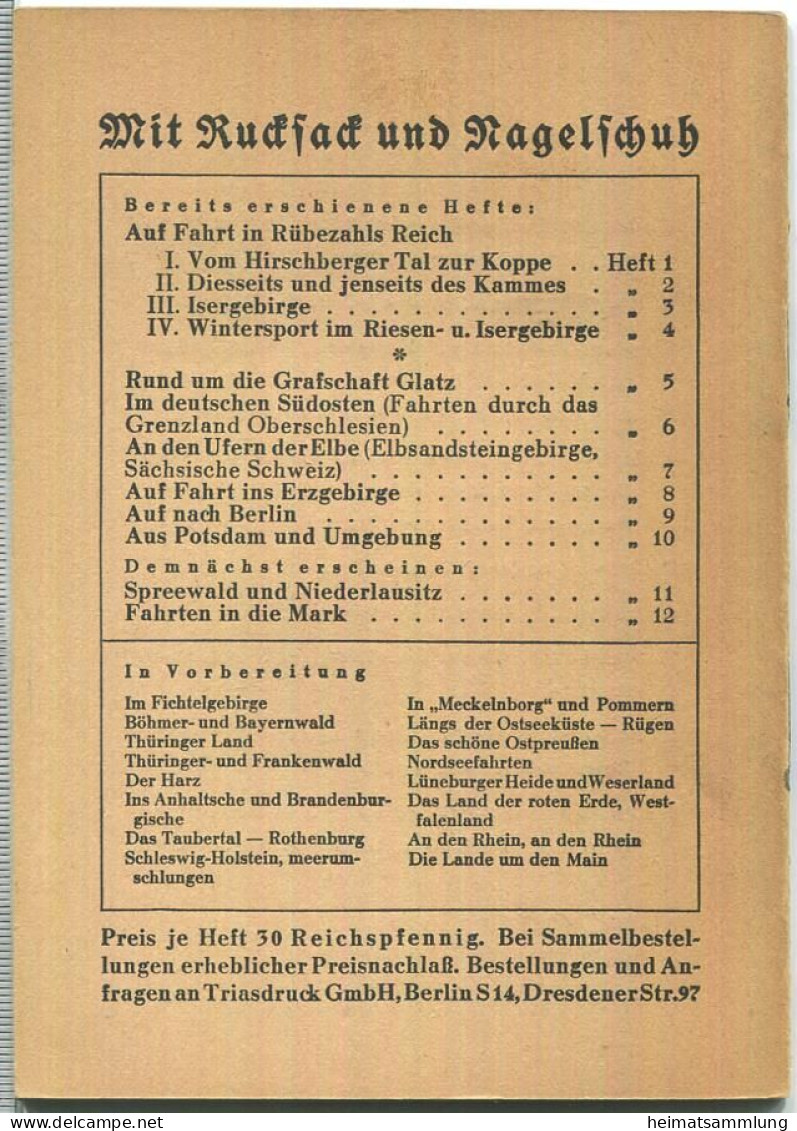 Mit Rucksack Und Nagelschuh Heft 10 - Potsdam Und Umgebung 1932 - 32 Seiten Mit 8 Abbildungen - Brandeburgo