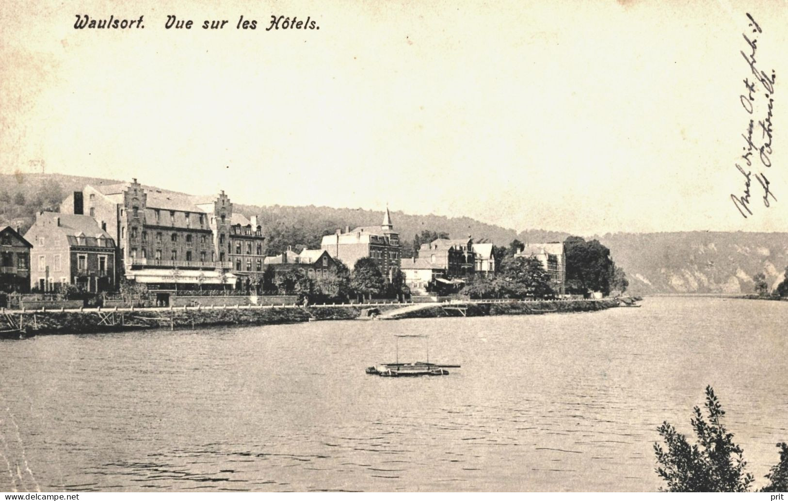 Waulsort Vue Sur Les Hôtels Hastiere 1914 Used Real Photo Postcard German Occupation WW1 Feldpostkarte To Dresden - Hastière