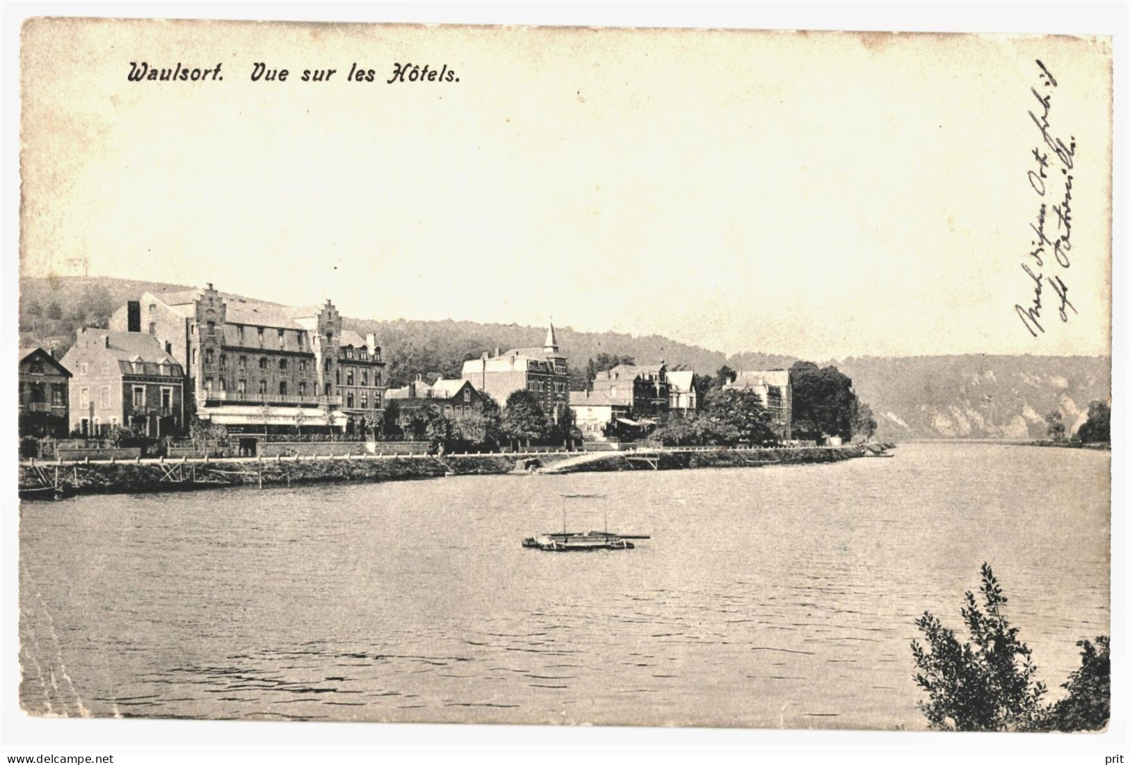 Waulsort Vue Sur Les Hôtels Hastiere 1914 Used Real Photo Postcard German Occupation WW1 Feldpostkarte To Dresden - Hastière