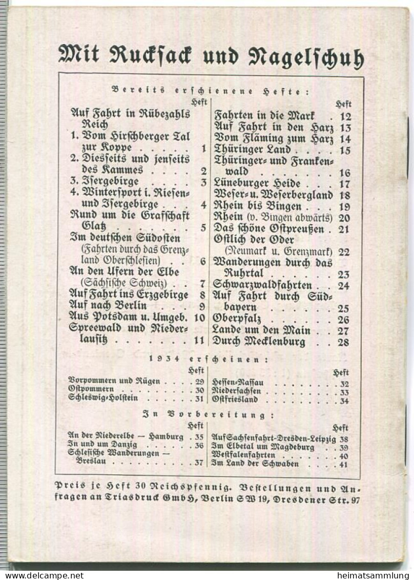 Mit Rucksack Und Nagelschuh Heft 31 - Schleswig-Holstein Meerumschlungen 1934 - 32 Seiten Mit 14 Abbildungen - Schleswig-Holstein