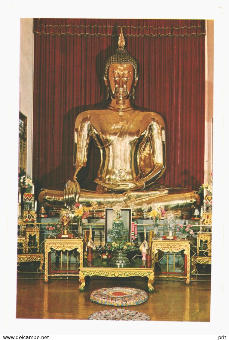 Golden Buddha Wat Trai Mit Bangkok Thailand 1959 Used Postcard. Publisher Phorn Thip Bangkok - Thaïlande