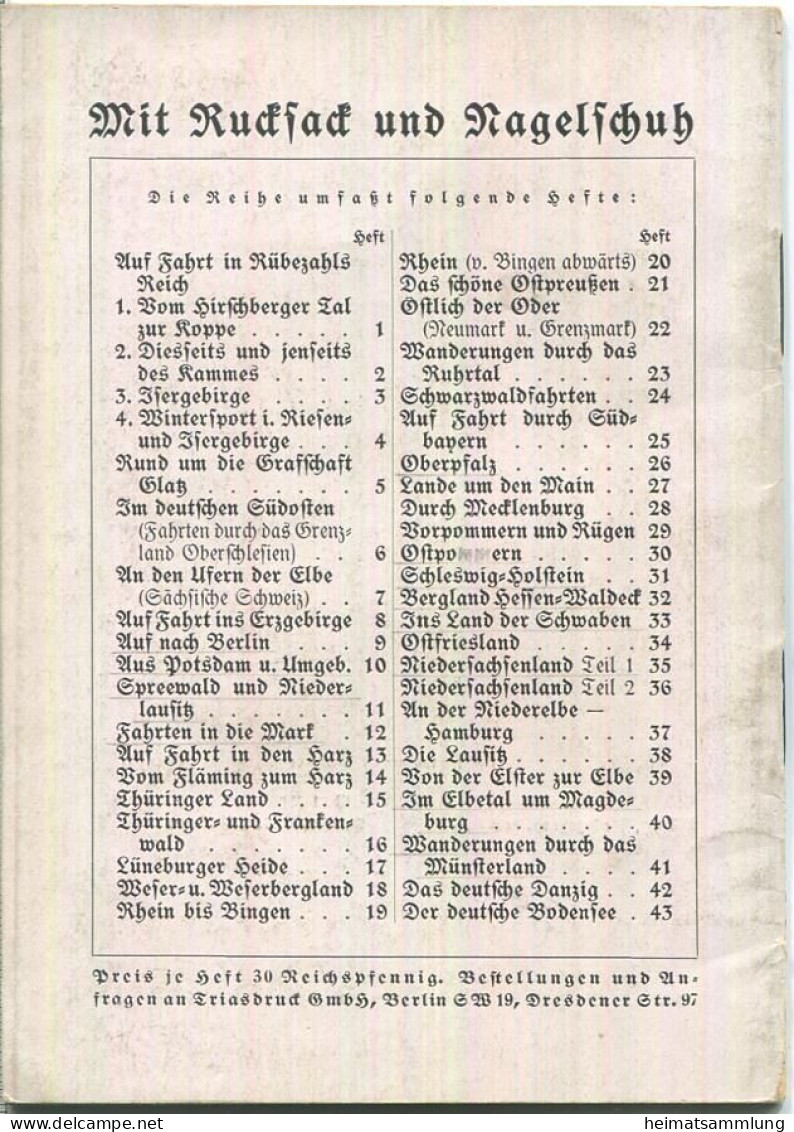 Mit Rucksack Und Nagelschuh Heft 41 - Wanderungen Durch Das Münsterland 1937 - 40 Seiten Mit 11 Abbildungen - Renania-del-Nord-Westfalia