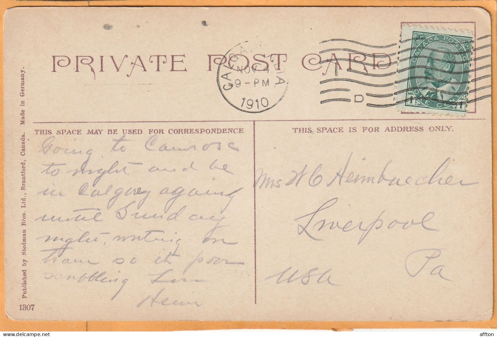 Edmonton Alberta Canada 1908 Postcard - Edmonton