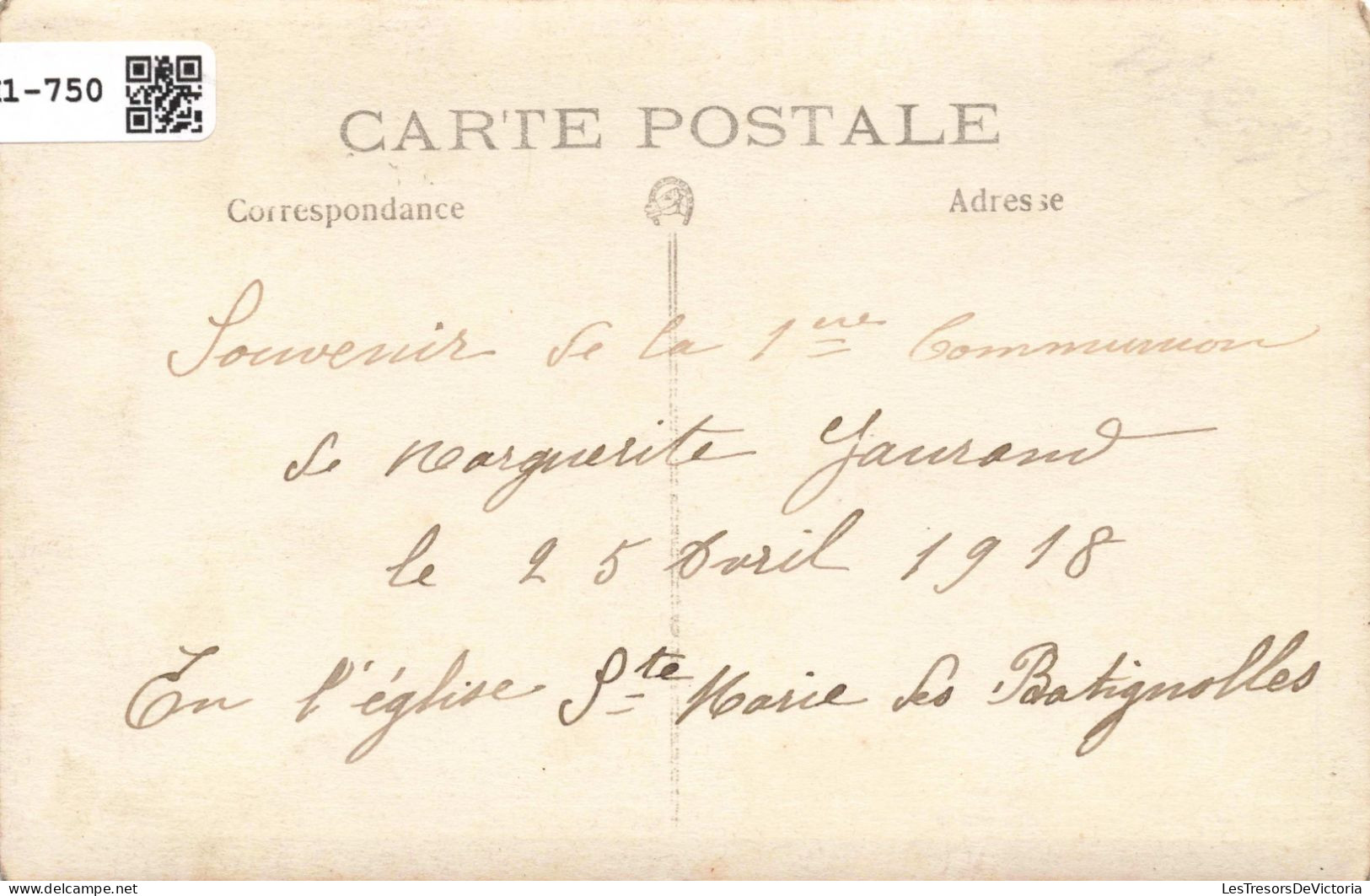 CARTE PHOTO -  Petit Fille Agenouillée - Première Communion - Oblitérée En 1918 - Carte Postale Ancienne - Ritratti