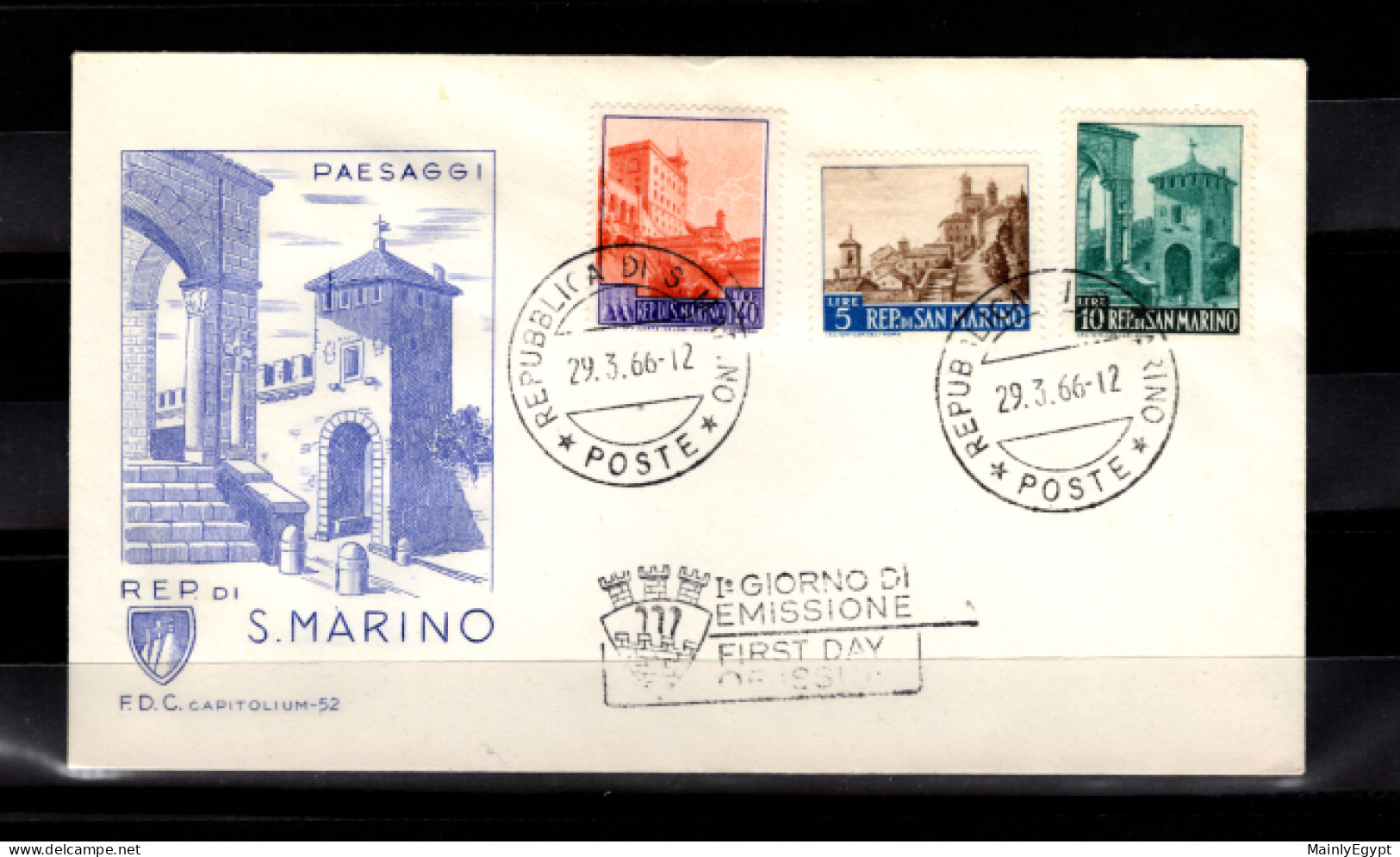 SAN MARINO - 1966 FDC Mi. 856-861 Architecture, Landscapes (BB053) - Lettres & Documents