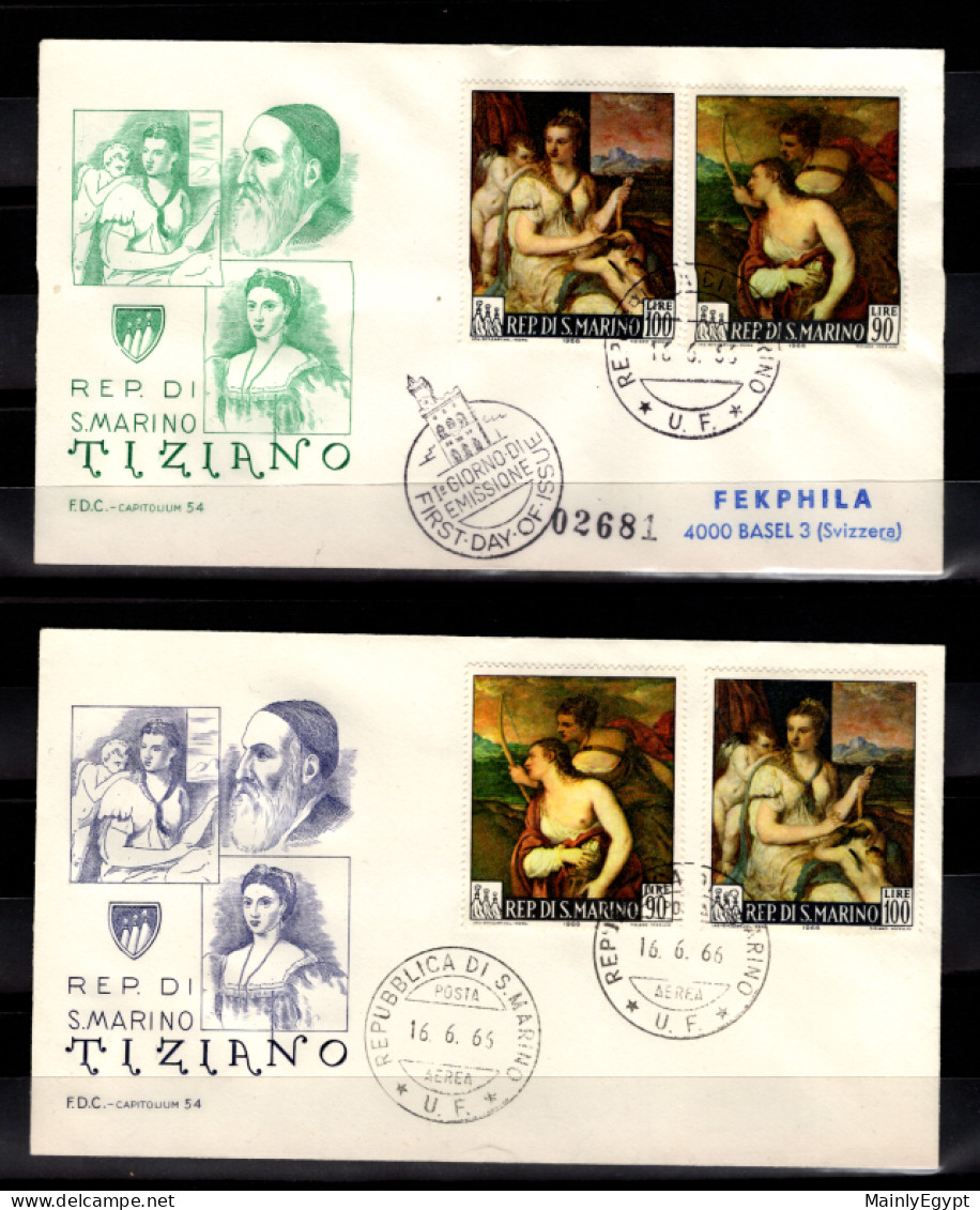 SAN MARINO - 1966, 2 X FDC Mi. 865-8 Paintings By Titian (BB056) - Brieven En Documenten