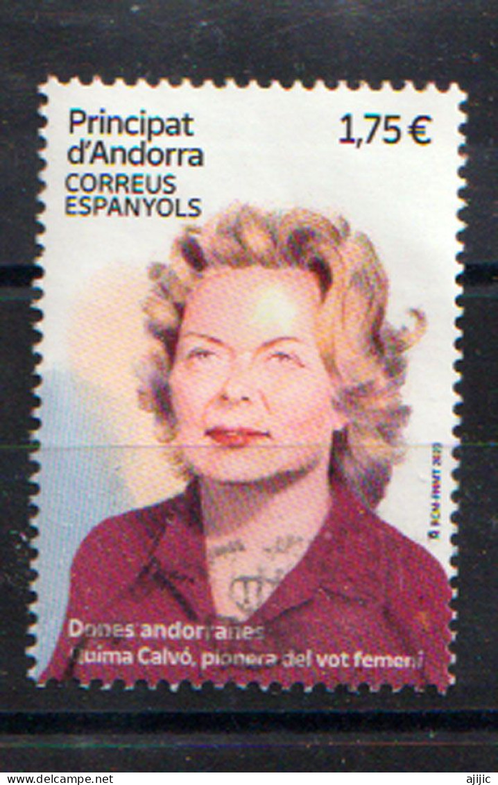 2023. Quima Calvó, Pionera Del Sufragio Femenino En Andorra. Sello Usado, 1 Ra Calidad. (Alto Valor Facial) - Used Stamps