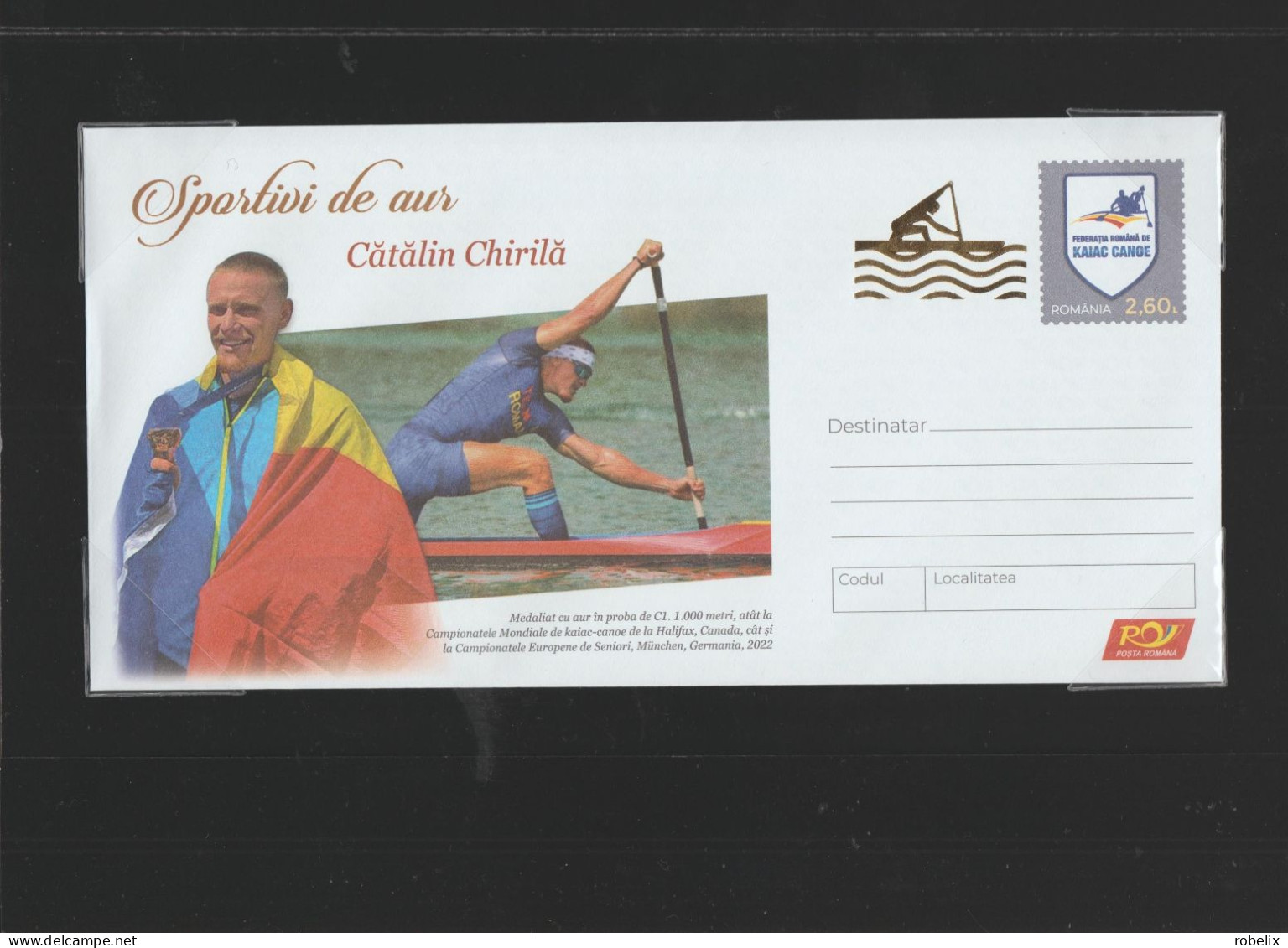 ROMANIA  2022 - GOLDEN SPORTSMEN - CANOE -CATALIN CHIRILA  European And World Champion  Folder With Cover Stationery - Canoë