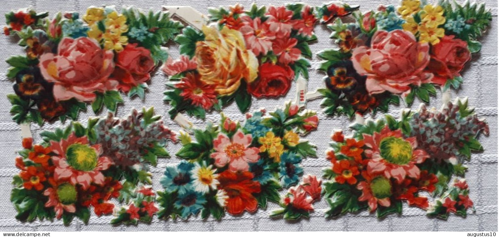 RARE VICTORIAN EMBOSSED DIE CUTS -+1890 FLOWERS Ca. 7,5/3,4 Inch - 19/8,5 Cm - Bloemen