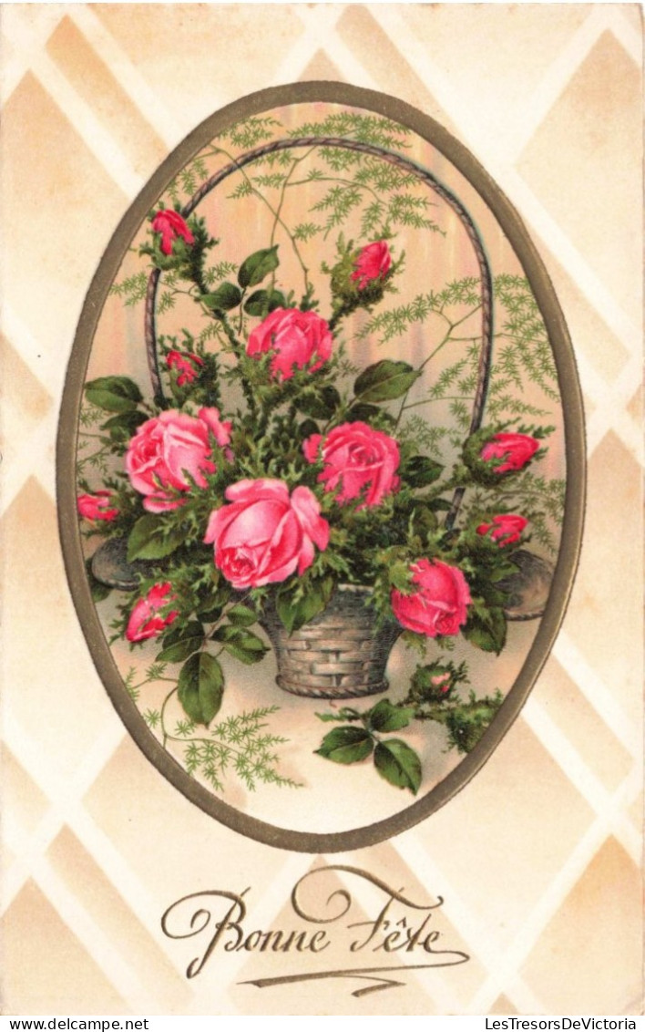 CPA - Carte De Vœux - Bonne Fête - Panier De Roses - Carte Postale Ancienne - Mother's Day