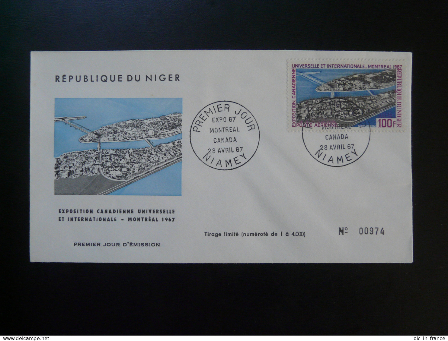 FDC Exposition Universelle Montreal Niger 1967 - 1967 – Montréal (Canada)