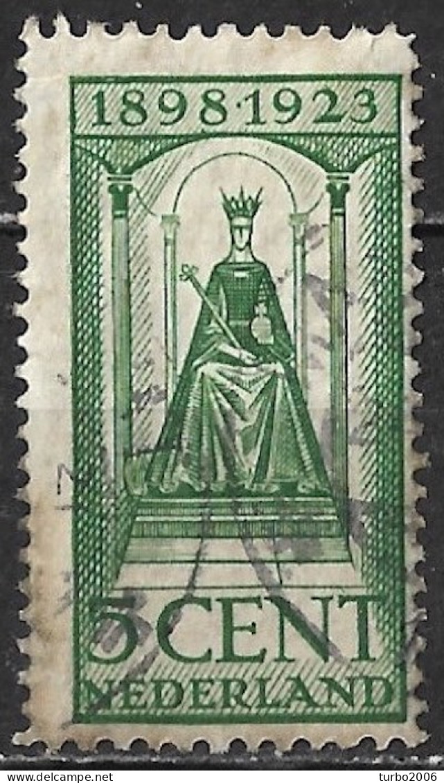 Groen Streepje Boven De T Van CenT In 1923 Jubileumzegels 5 Cent Groen NVPH 122 - Plaatfouten En Curiosa