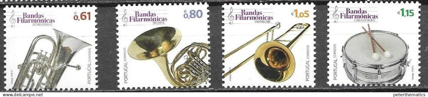 PORTUGAL, 2023, MNH, MUSIC, MUSICAL INSTRUMENTS, TRUMPETS, DRUMS, 4v - Musique
