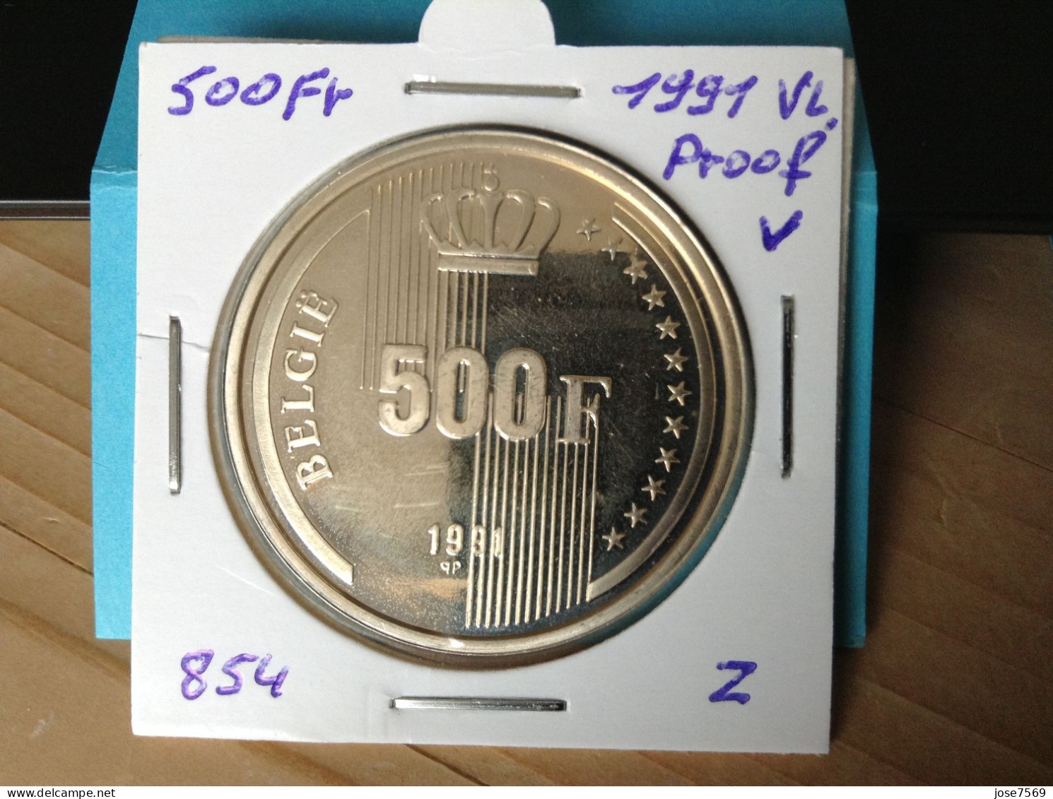 België Boudewijn I  500 Frank 1991 Vl. PROOF (Morin 854) - 500 Frank