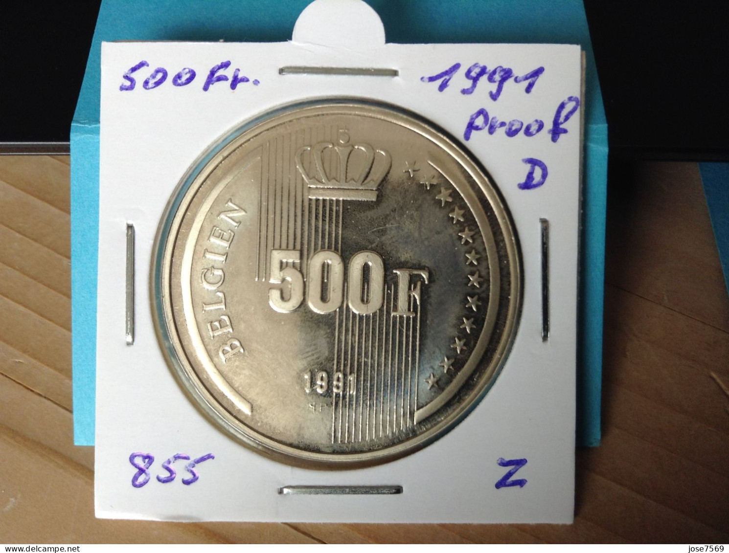 België Boudewijn I  500 Frank 1991 Duits. PROOF (Morin 855) - 500 Francs